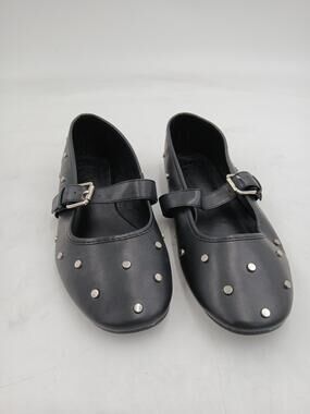 ASOS DESIGN Wide Fit Lou Shoes Womens Black Studded Mary Jane Flats Size 10 W